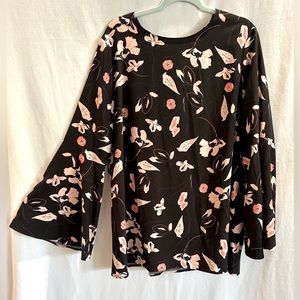 NORDSTROM HALOGEN bell sleeve blouse with tie back neck, size XL